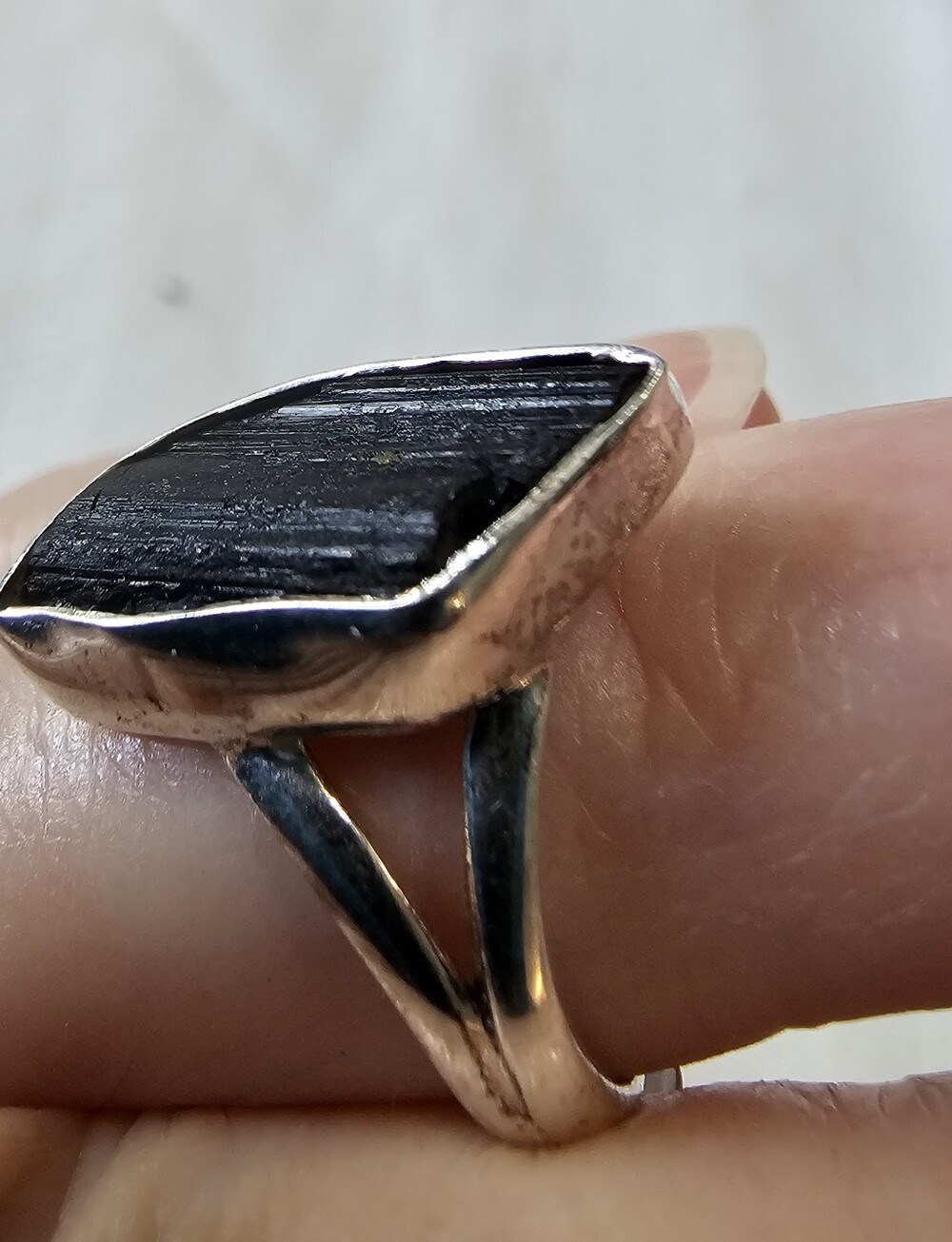 Sterling Silver .925 Black Tourmaline Ring - Size 5 - Picture 6 of 8